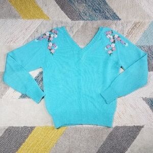 Vintage Spring Embroidered Floral Sweater